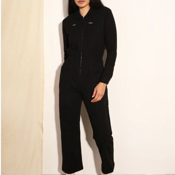 LF Markey Danny Stretch Canvas Boilersuit Black - Picture 1 of 5